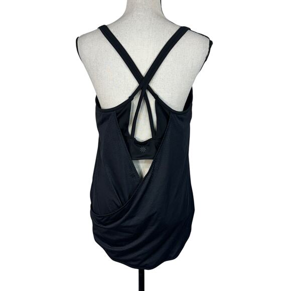 Athleta X-Large Full Force 2-in-1 Tank Top Perforated Criss-Cross Stretch Black - Picture 5 of 10